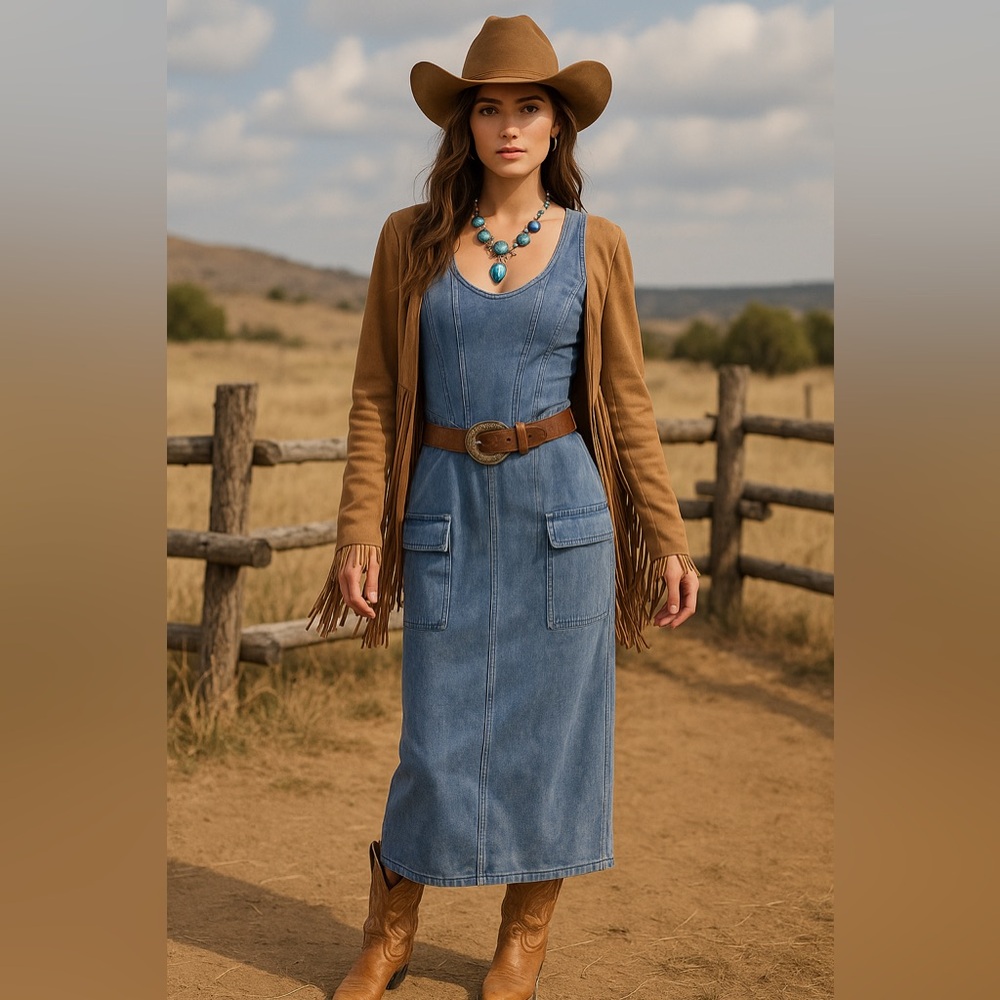 Bobbles and Lace Blue Distressed Dress small